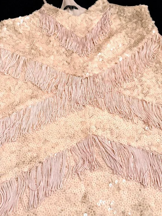 GIANNI BINI Womens Sequined Fringes Shirt Medium Pinkish Unique Lined Evening - Picture 3 of 10